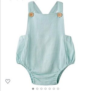 Pale Blue-Green Cotton Romper, size NB